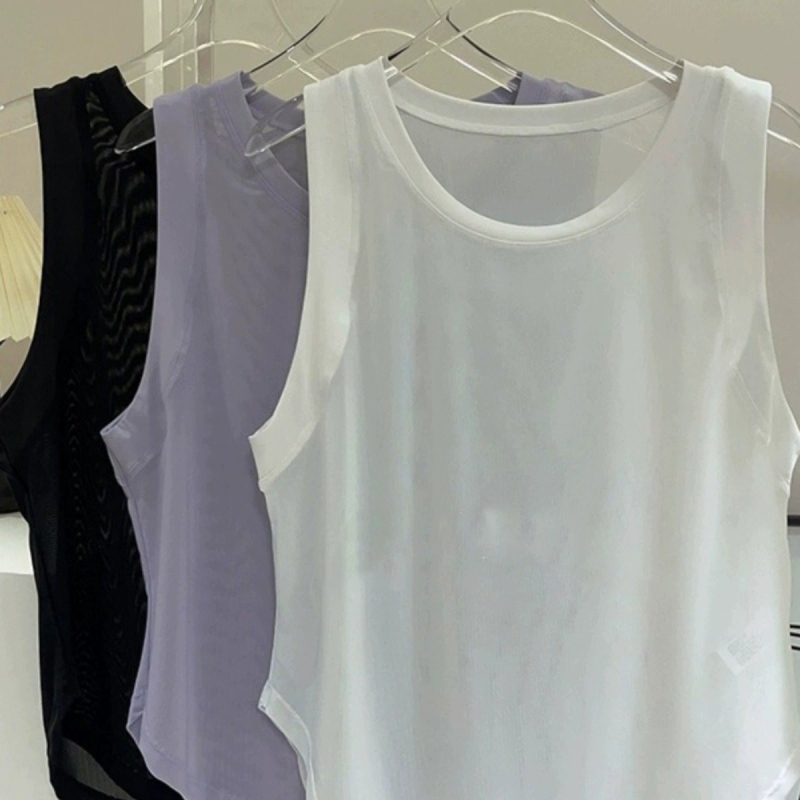 Γυναικείο αμάνικο τοπ γιόγκα – διαπερατό, γρήγορο στέγνωμα, με πάνελ από δίχτυ, άνετη γραμμή, πολυεστέρας