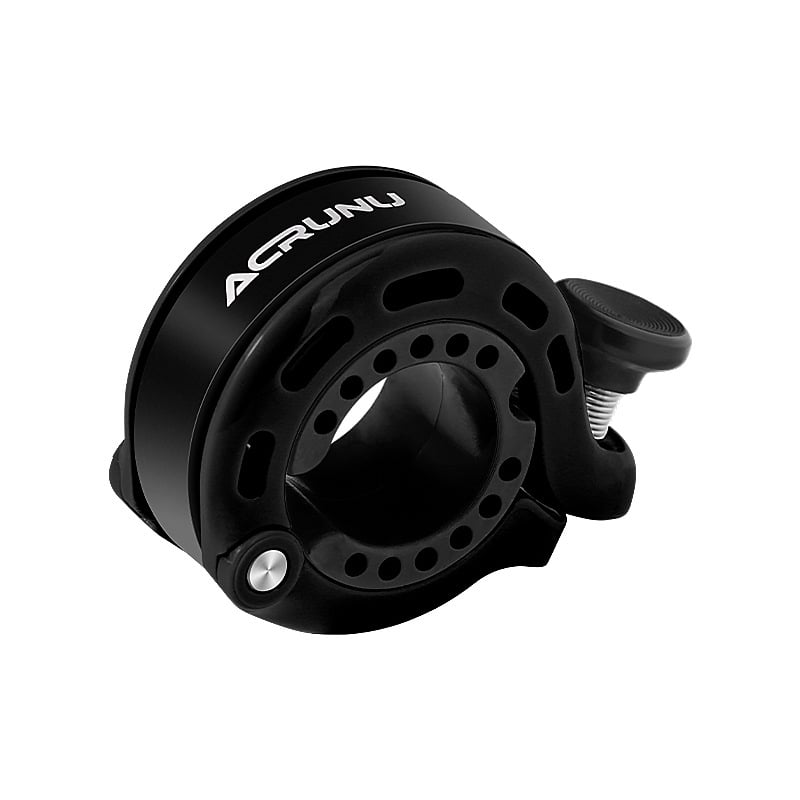 ACRUNU Mini zvono za bicikl za planinske i cestovne bicikle, aluminijska legura, model 1001LD01-BK-AKT, kompatibilan s upravljačem promjera 22.2–31.8 mm, težina 40 g
