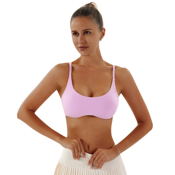 Ženski sportski grudnjak od najlona s oblikovanim kašicama i jastučićima, brzo se suši, fiksne dvostruke naramenice, 80% najlon, 20% spandex