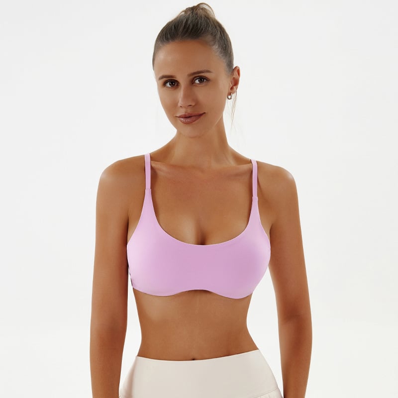 Ženski sportski grudnjak od najlona s oblikovanim kašicama i jastučićima, brzo se suši, fiksne dvostruke naramenice, 80% najlon, 20% spandex