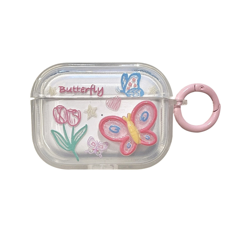 Futrola za AirPods Pro 2 s 3D dizajnom leptira i tulipanskog cvijeta, kompatibilna s 1.–3. generacijom