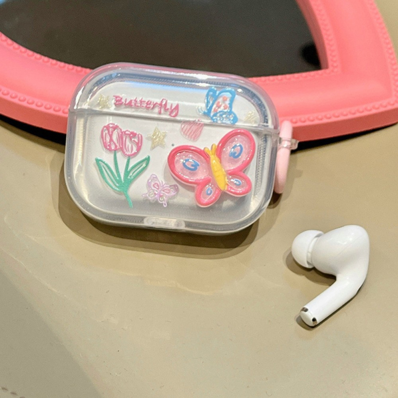 Futrola za AirPods Pro 2 s 3D dizajnom leptira i tulipanskog cvijeta, kompatibilna s 1.–3. generacijom