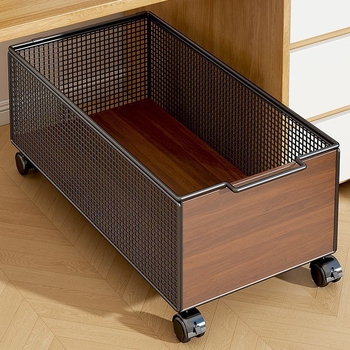 Căruț mobil de depozitare sub birou cu roți, cadru din fier, 1 etaj, organizator multifuncțional pentru studiu și living