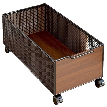 Căruț mobil de depozitare sub birou cu roți, cadru din fier, 1 etaj, organizator multifuncțional pentru studiu și living