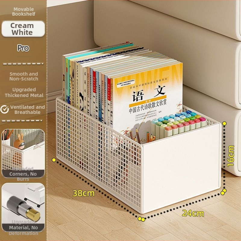 Căruț mobil de depozitare sub birou cu roți, cadru din fier, 1 etaj, organizator multifuncțional pentru studiu și living