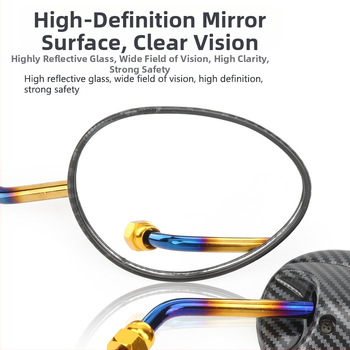 Zadné zrkadlo pre motocykle a elektrické skútre – otáčavé oválne zrkadlo z karbónových vlákien s reflektorom, telo zo skla + ABS