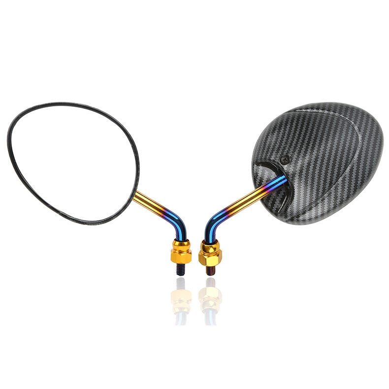 Задно огледало за мотори и електрически скутери – въртящо се овално огледало от въглеродни влакна с отражател, корпус от стъкло + ABS