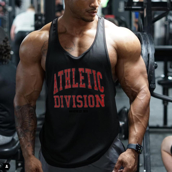 Ανδρικό βαμβακερό τοπ χωρίς μανίκια με εκτύπωση, χαλαρή εφαρμογή, στρογγυλή λαιμόκοψη, καλοκαίρι