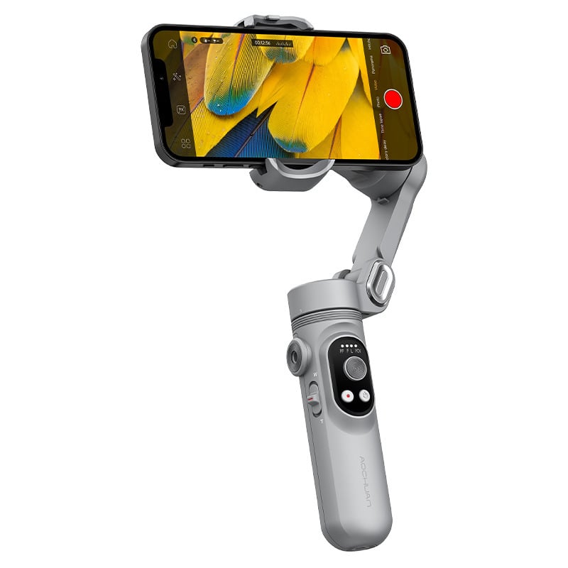 Okawa мобилен стабилизатор за телефон, компактно сгъваем гимбал за блогове и лайв стрийминг; Bluetooth поддръжка; Без дистанционно управление; поддържа персонализация; лиценцирана частна марка