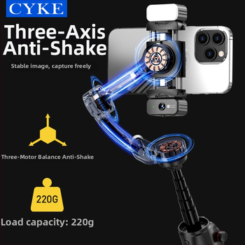 Cyke6 триосен стабилизатор за смартфон с проследяване на лице, държач за телефон за стрийминг на живо, настолен разтегателен стабилизатор с дистанционно управление