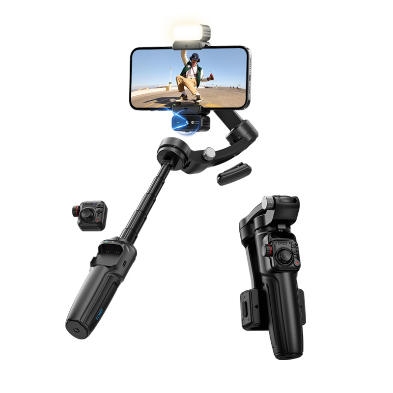 Cyke6 триосен стабилизатор за смартфон с проследяване на лице, държач за телефон за стрийминг на живо, настолен разтегателен стабилизатор с дистанционно управление