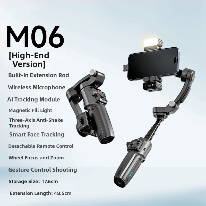 Cyke6 триосен стабилизатор за смартфон с проследяване на лице, държач за телефон за стрийминг на живо, настолен разтегателен стабилизатор с дистанционно управление