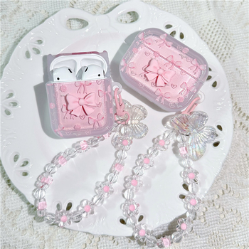 Carcasă TPU cu fundă roz gradient pentru AirPods Pro 2/3 Gen, portabilă, semi-transparentă, universală, embossată