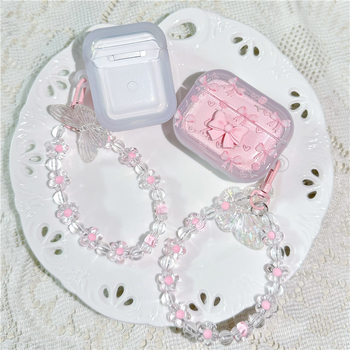 Carcasă TPU cu fundă roz gradient pentru AirPods Pro 2/3 Gen, portabilă, semi-transparentă, universală, embossată