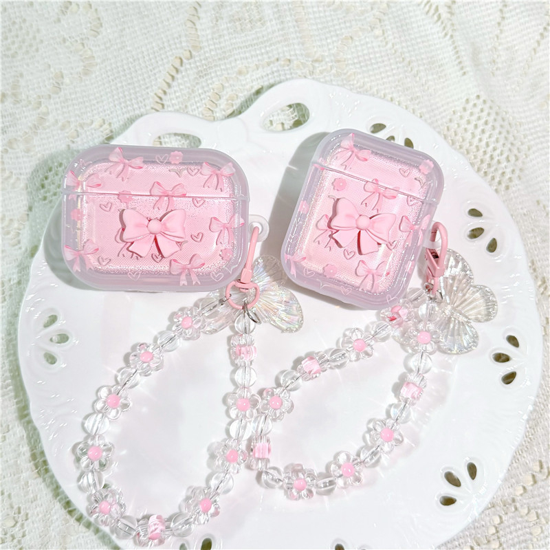 Carcasă TPU cu fundă roz gradient pentru AirPods Pro 2/3 Gen, portabilă, semi-transparentă, universală, embossată