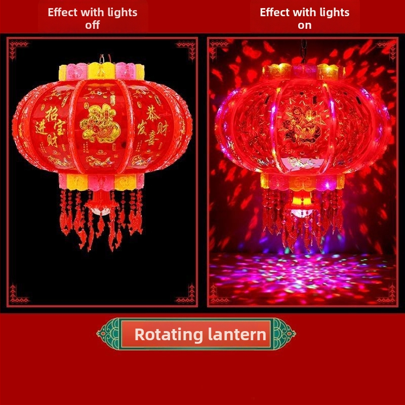 LED šareni rotirajući lampion, okrugli viseći lampion za balkon dekoraciju — narodno rukotvorstvo, moderni minimalistički stil, svjetlosna funkcija