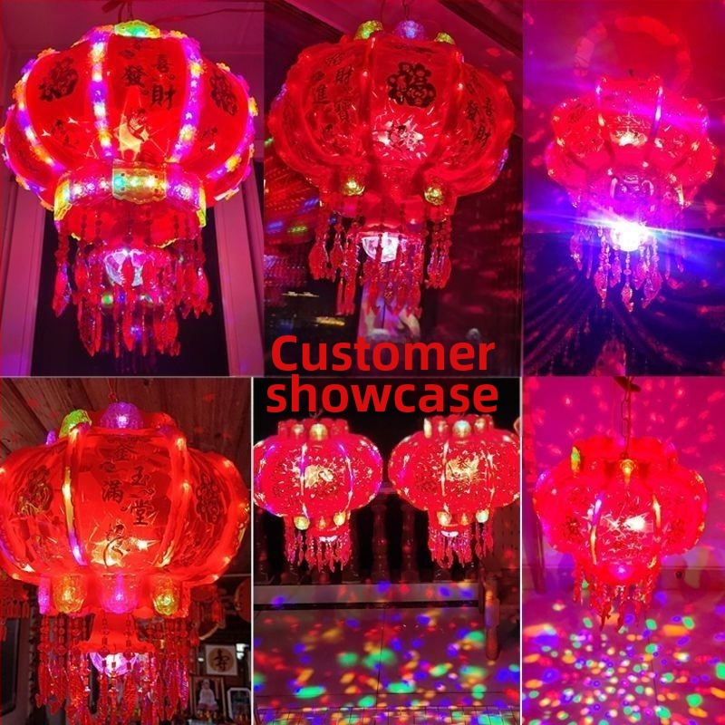 LED šareni rotirajući lampion, okrugli viseći lampion za balkon dekoraciju — narodno rukotvorstvo, moderni minimalistički stil, svjetlosna funkcija