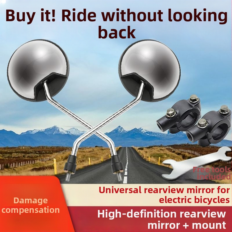 Zadné zrkadlo pre elektrické vozidlá a motocykle, kruhového tvaru, univerzálna kompatibilita pre dvojkolesové vozidlá