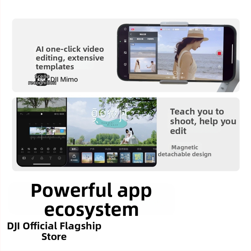 DJI Osmo Mobile SE ръчен 3-осен гимбал – сгъваем стабилизатор, пластмасов корпус, Bluetooth поддръжка, готов за селфи