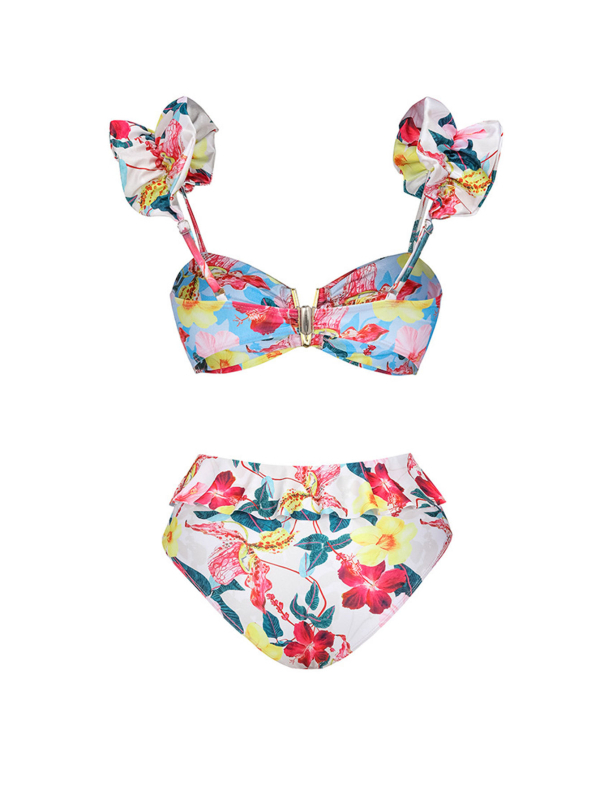 Ženski kupaći s floralnim uzorkom, podijeljeni model sa suknjom oko struka, jastučić za prsa, brzo sušenje poliester, podstava od spandexa, bez čelične potpore