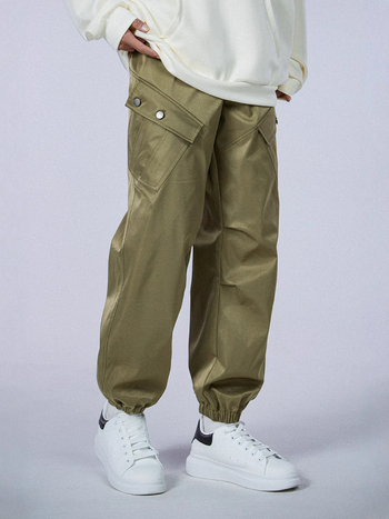 Muške cargo jogger hlače s višestrukim džepovima, srednji pojas, vezanje šnonom, poliester, svakodnevno nošenje