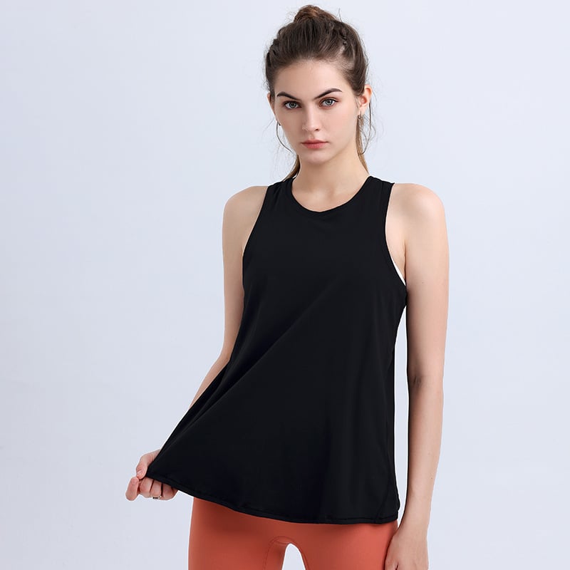 Γυναικείο αμάνικο τοπ με λουριά στην πλάτη – απαλό στην αφή, ελαφρύ και διαπνέον για τρέξιμο, γυμναστική και γιόγκα. Ύφασμα από μείγμα βαμβακιού-νάιλον.