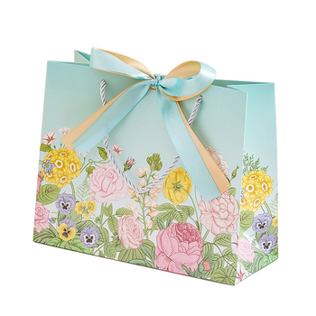 Darčeková taška s motívom ruží, vintage štýl (farebná tlač; tlač loga; pripravená na cezhraničný export)