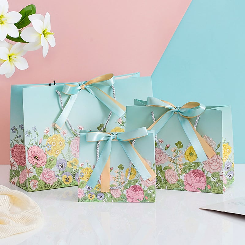 Darčeková taška s motívom ruží, vintage štýl (farebná tlač; tlač loga; pripravená na cezhraničný export)