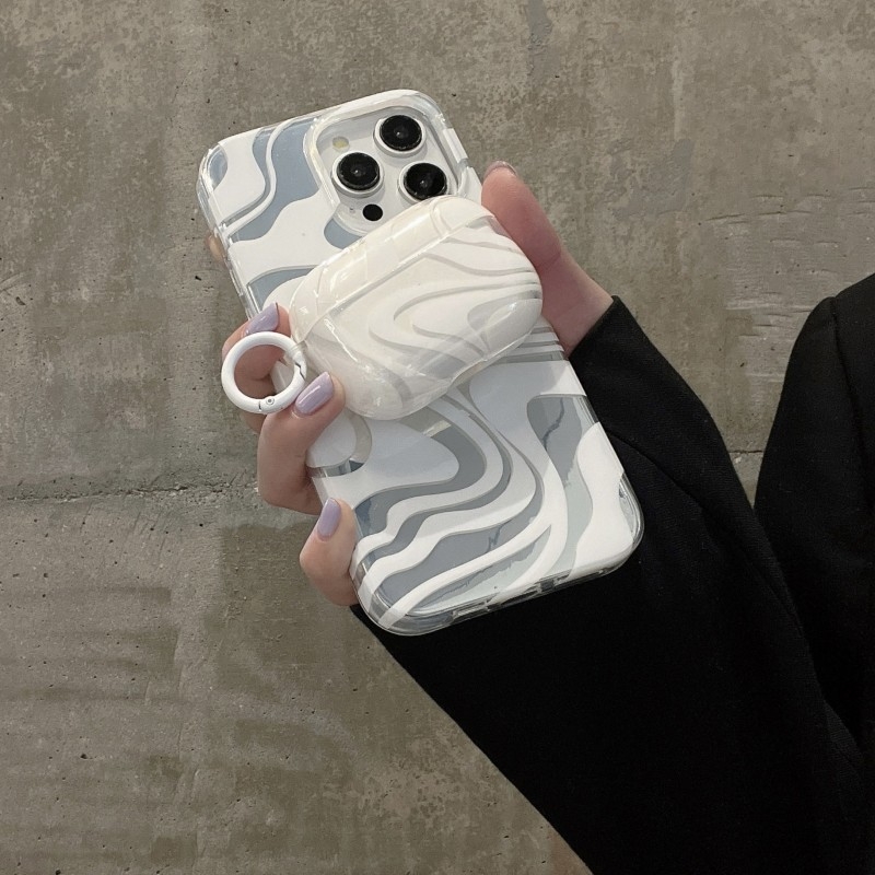 Hanfeng jednostavno silikonsko zaštitno kućište s bijelom linijom za AirPods 3. generacije i AirPods Pro 2. generacije