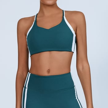 Ženski joga top s umetnim jastučićima za prsa, uski kroj, duljina do prsa, visoka elastičnost, brzo suši, odvodi vlagu, materijal nylon-spandex