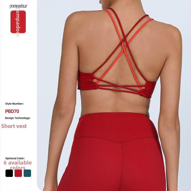 Dámske jóga tielko s vložkami na prsia, priliehavý strih, dĺžka do hrudníka, vysoká elasticita, rýchle sušenie a odvádzanie vlhkosti, materiál nylon-spandex