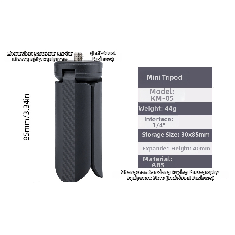 Km-05 stolný stabilizátor-tri pod — ABS materiál, max. zaťaženie 2 kg, 1 sekcia, kompatibilný s DJI Pocket 3, akčné kamery, bezzrkadlové kamery a držiak na telefón