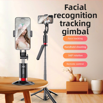 Gimbal stabilizátor pre smartfón s diaľkovým ovládaním, svetlom, Bluetooth — hliníková zliatina + ABS, podpora stabilizácie obrazu