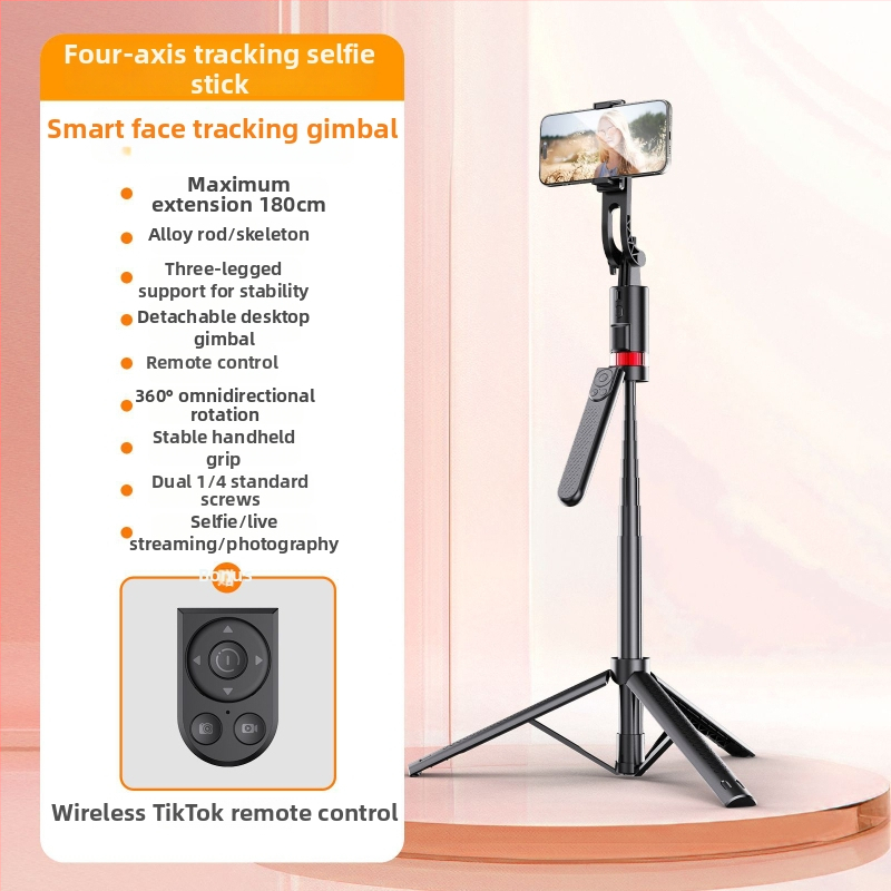 Gimbal stabilizátor pre smartfón s diaľkovým ovládaním, svetlom, Bluetooth — hliníková zliatina + ABS, podpora stabilizácie obrazu