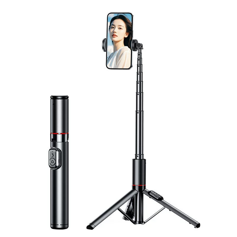 Bluetooth selfie štapić s tripodom — prijenosni mini držač za telefon, stabilizacija slike, ABS kućište, daljinski upravljač