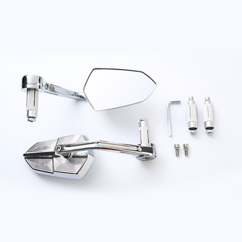 Универсално огледало за кормилото за мотори и електрически превозни средства, квадратно огледало, корпус от алуминиева сплав и пластмаса, монтаж отпред и отзад