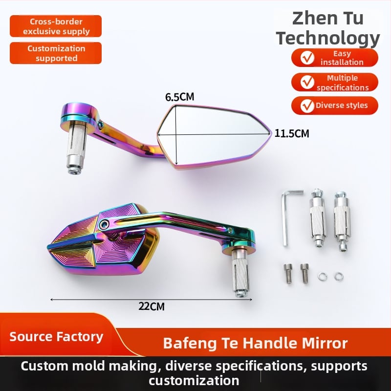 Univerzálne zrkadlo na riadidlá pre motocykle a elektromobily, štvorcové zrkadlo, puzdro z hliníkovej zliatiny a plastu, montáž spredu a zozadu