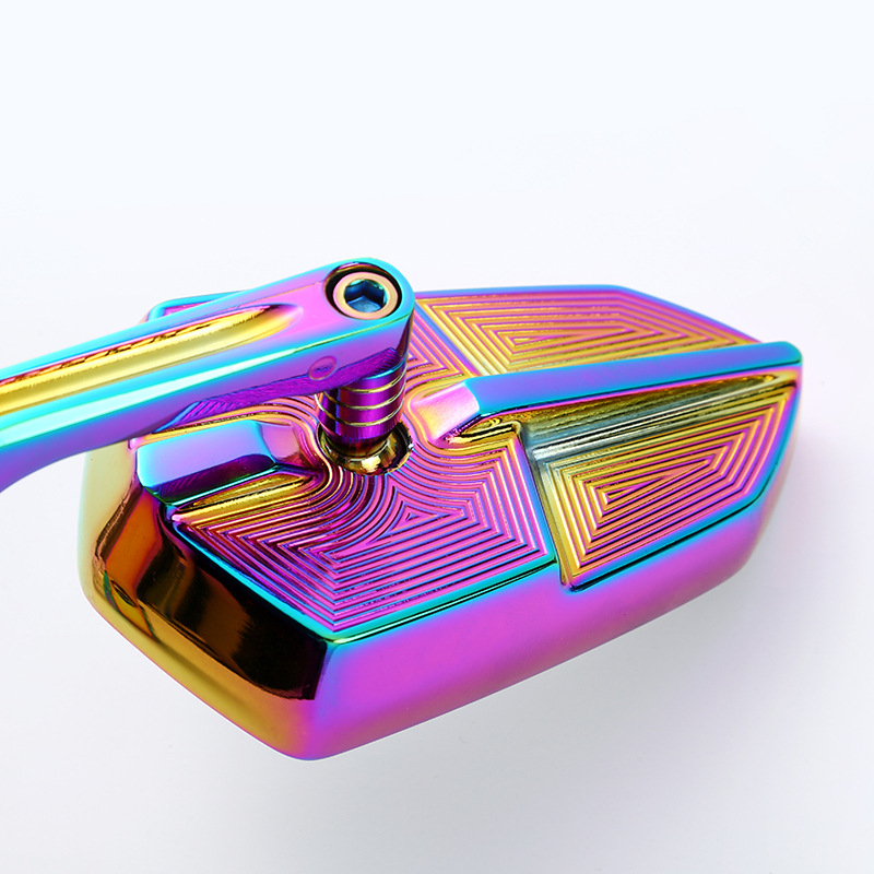 Универсално огледало за кормилото за мотори и електрически превозни средства, квадратно огледало, корпус от алуминиева сплав и пластмаса, монтаж отпред и отзад