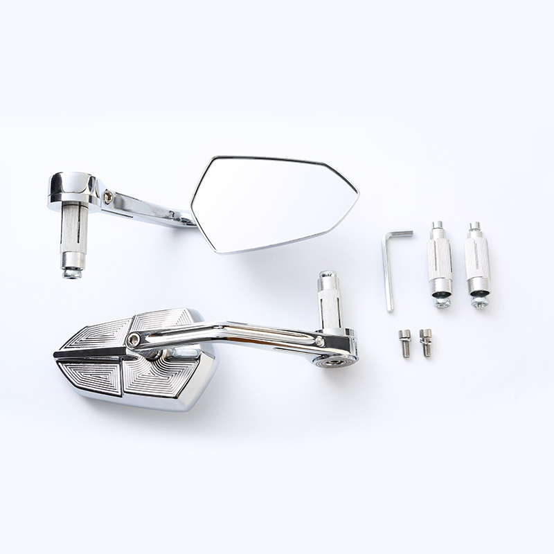 Универсално огледало за кормилото за мотори и електрически превозни средства, квадратно огледало, корпус от алуминиева сплав и пластмаса, монтаж отпред и отзад