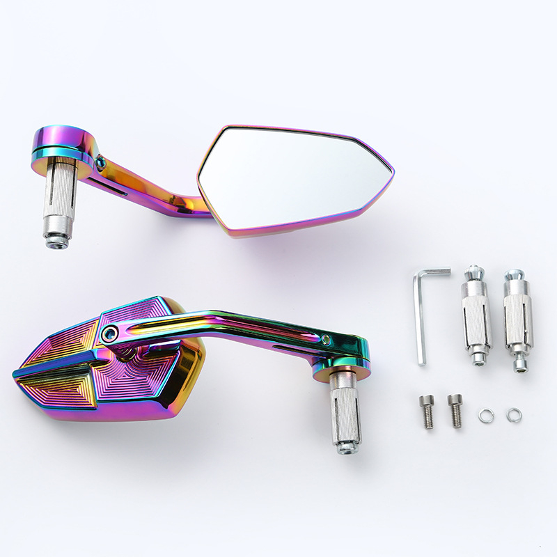 Универсално огледало за кормилото за мотори и електрически превозни средства, квадратно огледало, корпус от алуминиева сплав и пластмаса, монтаж отпред и отзад