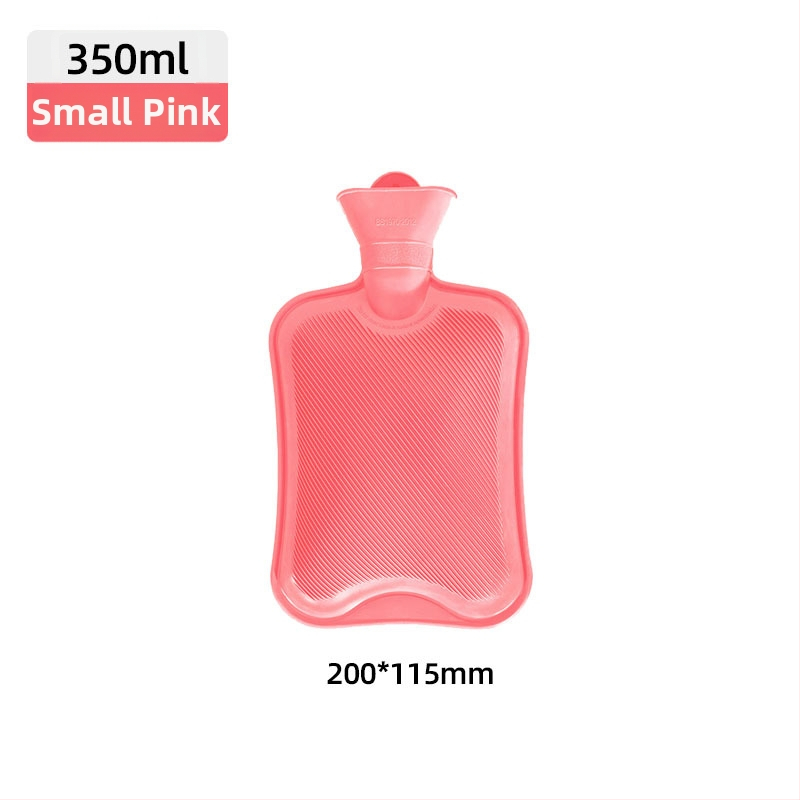 Gumená fľaša na horúcu vodu plnená vodou, hrubšia a proti úniku, určená pre ruky, brucho a nohy (hmotnosť 0.3 kg; materiál: guma; spôsob ohrevu: naplnenie vodou; príslušné časti: ruky, brucho, nohy)