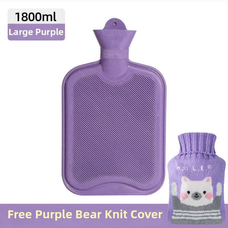 Gumená fľaša na horúcu vodu plnená vodou, hrubšia a proti úniku, určená pre ruky, brucho a nohy (hmotnosť 0.3 kg; materiál: guma; spôsob ohrevu: naplnenie vodou; príslušné časti: ruky, brucho, nohy)