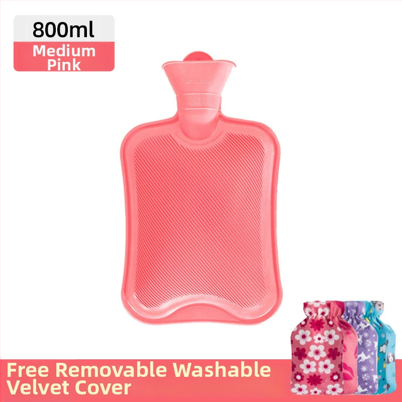 Gumená fľaša na horúcu vodu plnená vodou, hrubšia a proti úniku, určená pre ruky, brucho a nohy (hmotnosť 0.3 kg; materiál: guma; spôsob ohrevu: naplnenie vodou; príslušné časti: ruky, brucho, nohy)