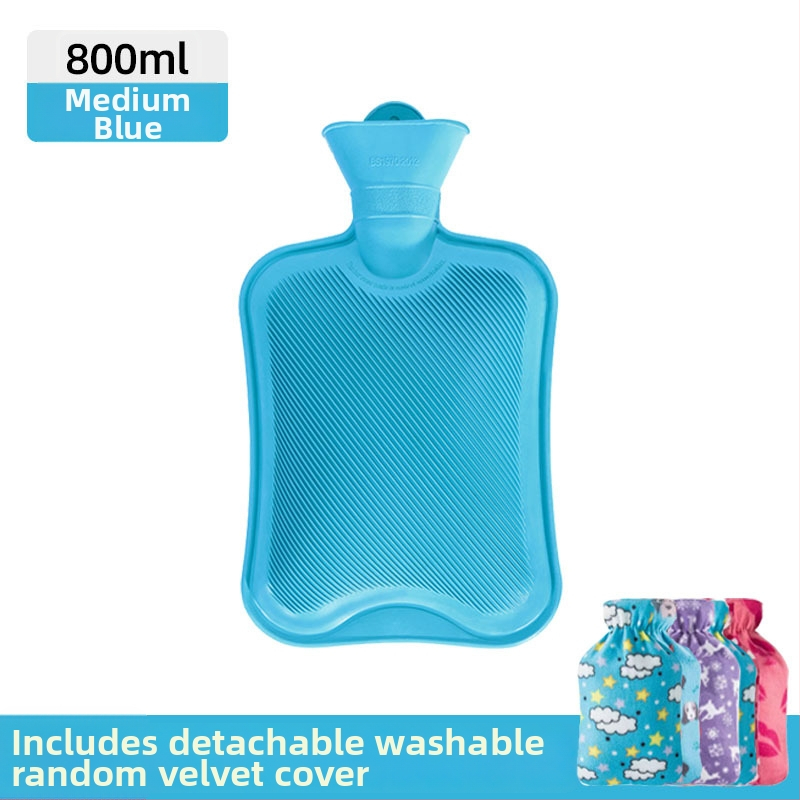 Gumená fľaša na horúcu vodu plnená vodou, hrubšia a proti úniku, určená pre ruky, brucho a nohy (hmotnosť 0.3 kg; materiál: guma; spôsob ohrevu: naplnenie vodou; príslušné časti: ruky, brucho, nohy)