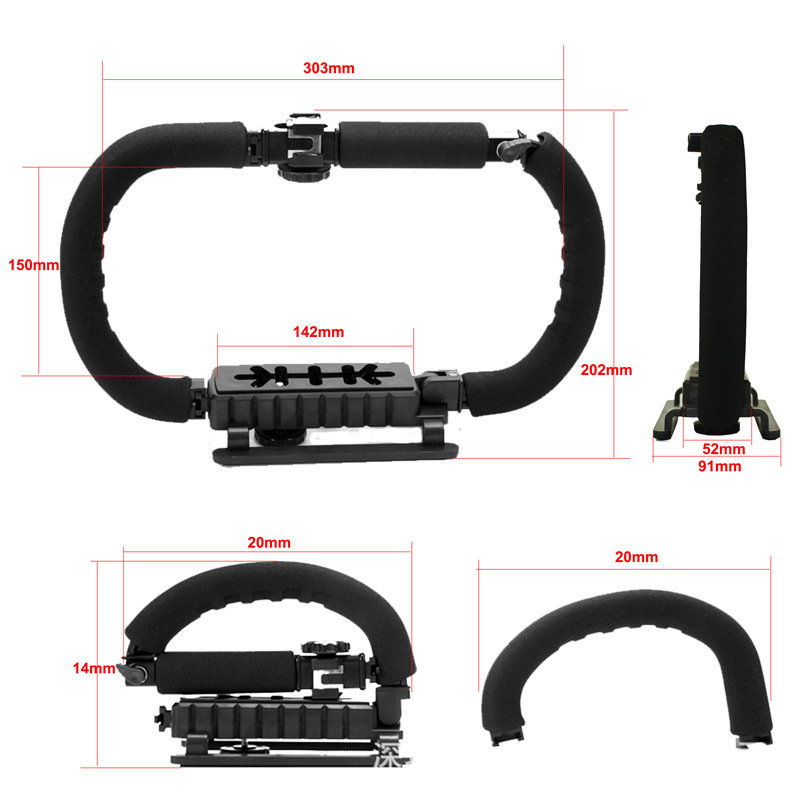 Sklopivi držač kamere za mobilno emitiranje – ručni stabilizator DSLR, maksimalna nosivost 3 kg, ABS plast, težina 0,408 kg