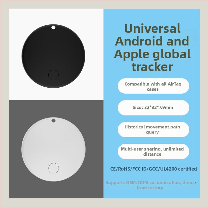 Mini pametni trackert za kućne ljubimce, ABS kućište, globalna dvostruka kompatibilnost sustava, GPS točnost 1 m, Airtag alternativa