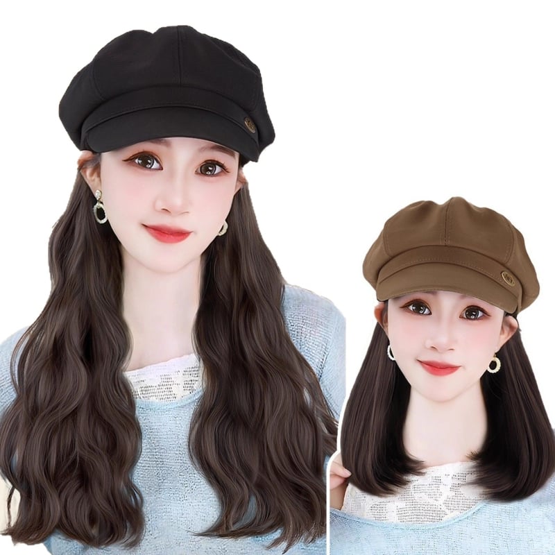 Šešir-peruka sve-u-jednom: dugačka kovrčava kosa, korejski stil, djelomično ručno tkanje, proteinsko svilo, pogodno za bojanje i trajnu