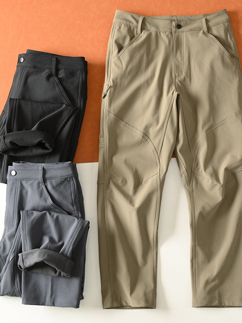 Muške softshell hlače s fleece podstavom, ravni kroj, srednji struk, kopčanje
