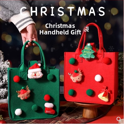 Orun vianočná darčeková taška z filcu s laserovým gravírovaním, tlač loga k dispozícii, cartoon štýl, pôvod Nangong