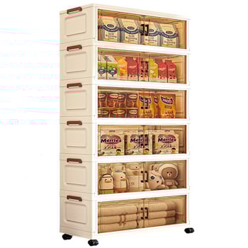 Сгъваема пластмасова кутия за съхранение с колела – шкаф за спалня за играчки и дребни вещи, без монтаж